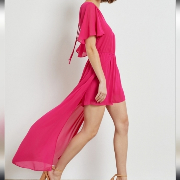 Ces Femme Women's Chiffon Romper-Dress Fuchia Size Small - Picture 1 of 6